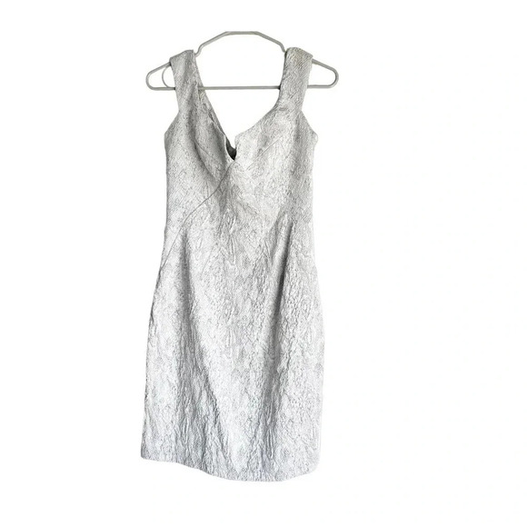 Black Halo Size 6 Gray/Silver Sleeveless Textured Python Sheath Cocktail Dress - Picture 1 of 6